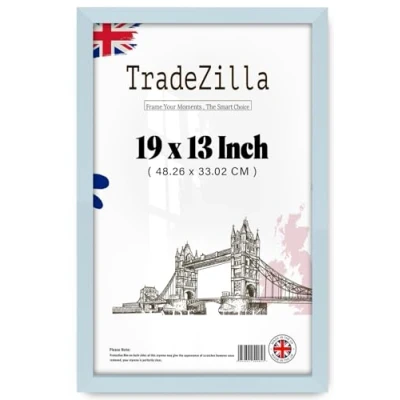 Image of TradeZilla Classic Picture Poster Frame, A3+, 19 X 13 inches Frame MDF Eton Wood Finish, Portrait, Landscape Display Rectangle 48 33cm (Light Grey, 19x13inch)