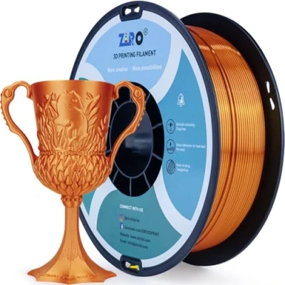 Image of ZIRO PLA Silk Filament 1.75mm, 3D Printer Silky Series 1.75mm 1KG(2.2lbs), Dimensional Accuracy +/ 0.03mm, Red Copper