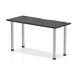 Image of Impulse Black 1400 x 600mm Straight Table CP Chrome Leg