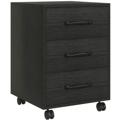 Image of HOMCOM Mobile Filing Cabinet with 3 Drawers, Under Desk File Cabinet, Black