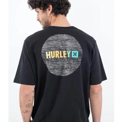 Image of Hurley T Shirt Short Sleeve Men Everyday Circle Gradient Black