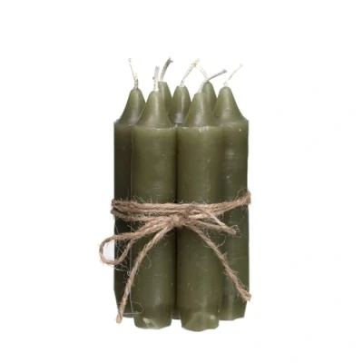 Image of comforder Candle Set (7 Pieces), 11 cm Taper Candles Sage Green, Table Plain, 4+ Hours Burning Time