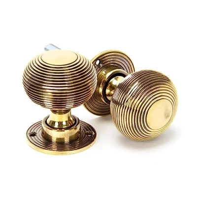 Image of From the Anvil Aged Brass Beehive Mortice/Rim Knob Set
