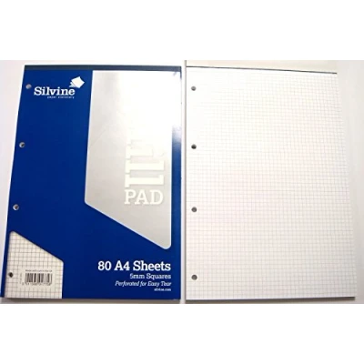 Image of A4 Refill Pad Ruled Graph Paper Square Plain Silvine Pads (A4 5mm Squared Pad)