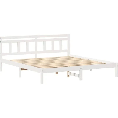 Image of With Headboard White 200 x cm Solid pine wood Vidaxl