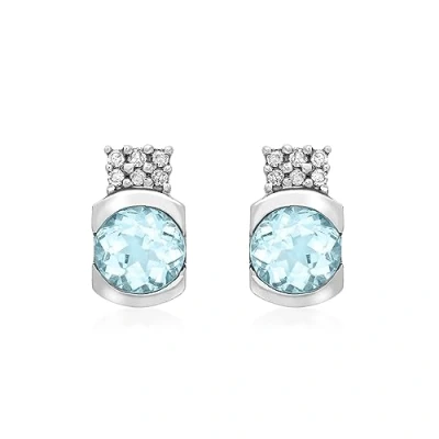 Image of Carissima Gold Women&#039;s 9 ct White Diamond and Blue Topaz Stud Earrings