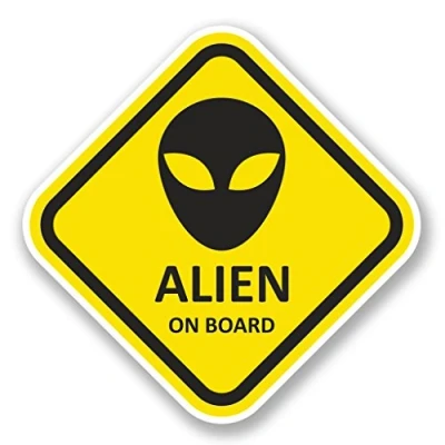 Image of 2 x 10cm/100mm Alien on Board Vinyl SELF Adhesive Sticker Decal Laptop Travel Luggage Car Bike Sign Fun #5790