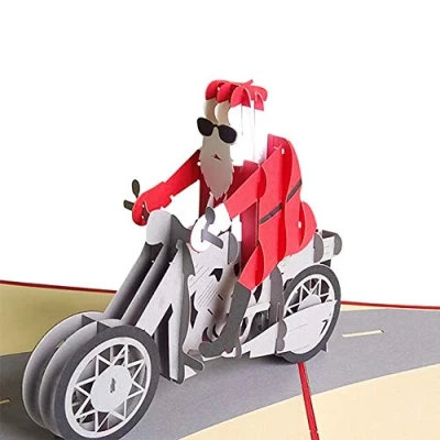 Image of 3D Pop Up Christmas Card Greeting Xmas Gift Cards Santa Claus for Family, Friends, Lovers