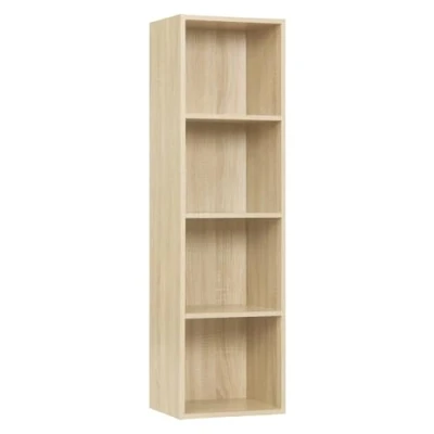 Image of WOLTU Bookcase, 4 Cube Shelving Unit Storage Oak Book Shelf, Wooden Cubes Bookcases for Living Room, Bedroom SK003hei4 UK