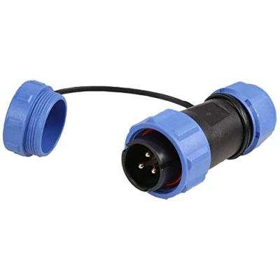 Image of PRO ELEC PELR0157 Circular Threaded Inline Connector Plug, 3 Pole, 7 12mm, IP68