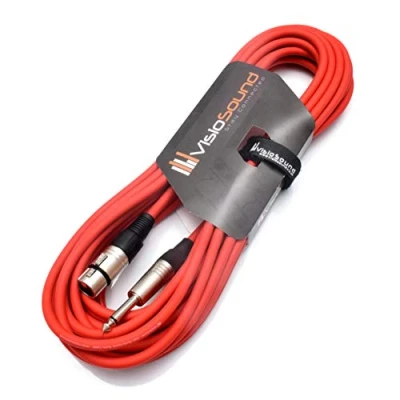 Image of Female XLR to 6.35mm 1/4&quot; Mono Jack Lead/Microphone/Signal Cable / 6 Colours 10m Red