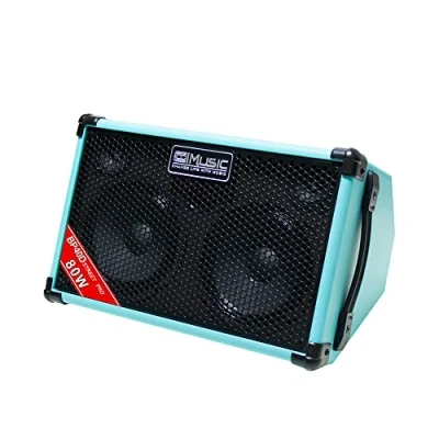 Image of BP40D Acoustic Guitar Amplifier Busking Amp 80W Portable Bluetooth Speaker with Battery, Chorus Reverb Delay Effect, 6 Inputs, 3 Band EQ.
