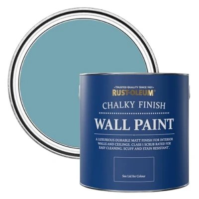 Image of Rust Oleum Blue Matt Emulsion Wall Paint Belgrave 2.5L