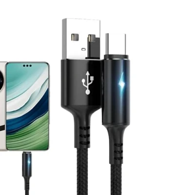Image of USB C Charger Cable, 3 A Type Cable Fast Charging, Braided to Phone USBC, LED Light Nylon Charging 3A Lead
