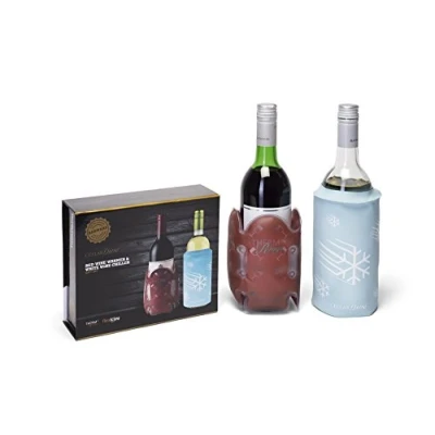 Image of CellarDine Therm au Rouge &amp; flexicles Chiller Bottle Gift Set, PVC, Red/Blue