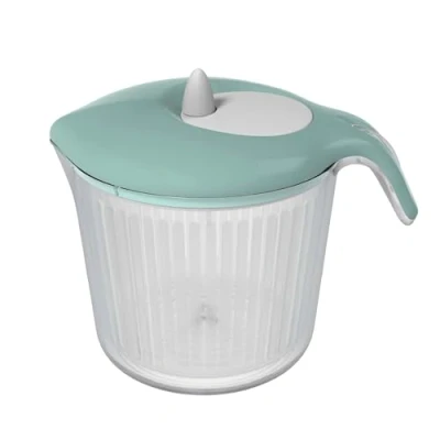 Image of Biesse Casa Salad Spinner, Polypropylene, Aquamarine, 18 x 24.8 20.5 cm