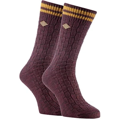 Image of Farah 2 Pack Mens 1920 Thick Cotton Rich Earthy Colours Chunky Knitted Formal Boot Socks (6 11 uk, 04 Deep Red)