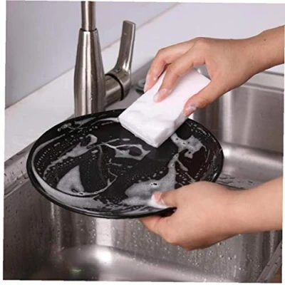 Image of 20pcs Dish Cleaning Sponges Scourer Eraser Sponge for Grill Dishes Pan Pot Kitchen Bathroom Tools