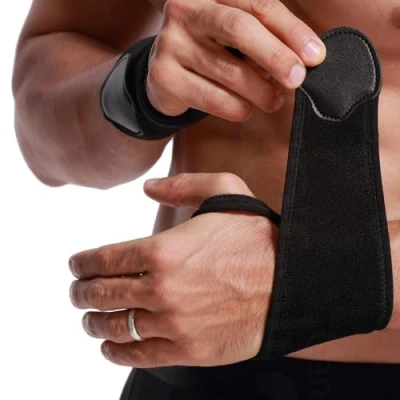 Image of Neotech Care Wrist Band Elastic &amp; Breathable Fabric Adjustable Compression Strap Men, Women, Right or Left Support Wrap for Protection Sports Black Colour (Size M, 1 Pair)