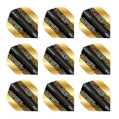 Image of RED DRAGON Hardcore Premium Gold &amp; Black Maze Dart Flights 3 Sets Per Pack (9 in total)
