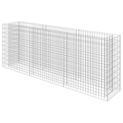Image of vidaXL Gabion Raised Bed in Galvanised Steel Drawable, Robust Planter for Garden or Patio Rustproof &amp; Weather resistant Silver, 270x50x100 cm