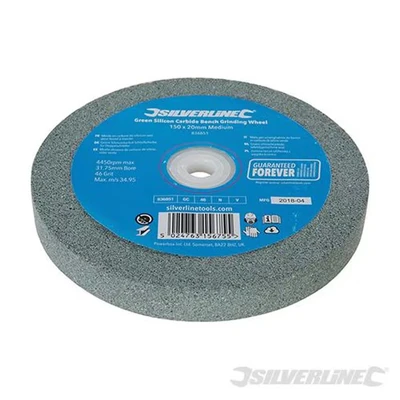 Image of Silverline Green Silicon Carbide Bench Grinding Wheel 150 x 20mm Medium