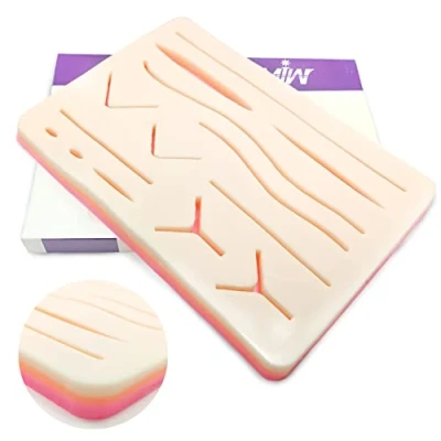 Image of MJW Upgraded Suture Practice Pad 3 Layer 14 Pre cut Wounds with Protective Horizontal and Vertical Mesh for Training of Medical Veterinarian Students Nurses