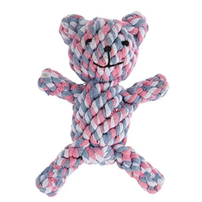 Image of Tassety Chew Knot Toy Bear Tough Strong Dog Pet Tug War Play Cotton Rope