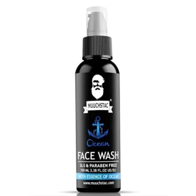 Image of Muuchstac Men’s Ocean Face Wash, Anti Acne &amp; Pimple, 12 hrs Moisturizes, All Skin Types, Brightening, No SLS, Silicone and Paraben, 100 ml