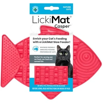 Image of LickiMat Casper, Fish Shaped Cat Slow Feeders for Feline Boredom and Anxiety Reduction; Perfect Food, Treats Reduction