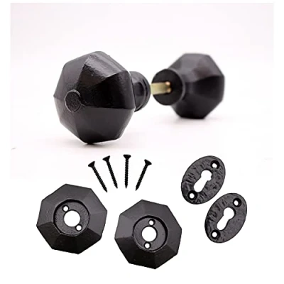 Image of EAI Octagonal Mortice Rim Knob Set 156mm / 6.6 Inches Black Antique