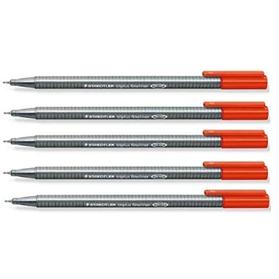 Image of STAEDTLER 334 Triplus Fineliner Superfine Point Pens 0.3mm Red Ink (5)