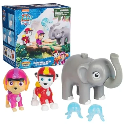 Image of Paw Patrol: Jungle Pups Marshall, Skye &amp; Elephant Action Figures with Projectile Launcher, Kids Toys for Boys and Girls Ages 3 Up