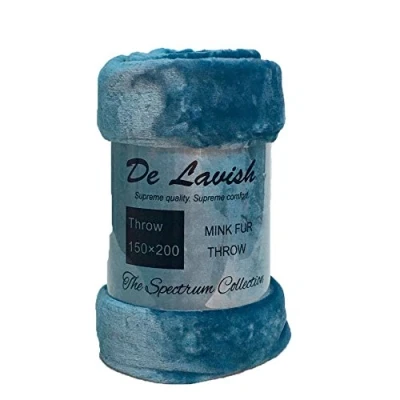 Image of D&amp;L Mink Faux Fur Luxurious Throws Super Soft Warm Cosy Sofa and Bed Fleece Blankets (Teal, Single [127x152cms])