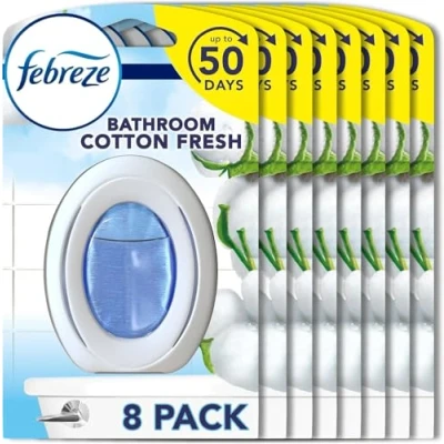 Image of Febreze Bathroom Air Freshener, Odour Fighter, Cotton Fresh, 8 Count, Fresheners, Freshener