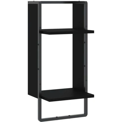 Image of vidaXL Wall Shelf with Bar Black 30x25x65 cm
