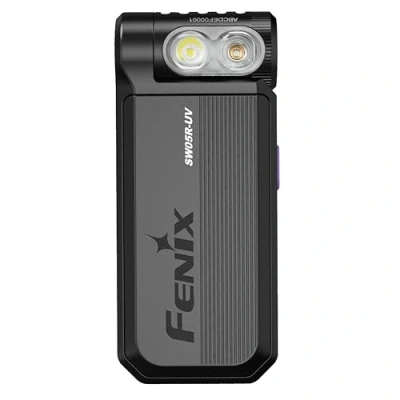 Image of fenix SW05R UV Black Rechargeable Inspection &amp; Security Torch 150 Lumen 39m 49 Hrs Max 3 Level White Light 1500mW 200 Degree Rotating Head IPX6