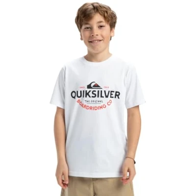 Image of Quiksilver Typed OUT Unisex Print Tshirt for kids, Size: 10y, White
