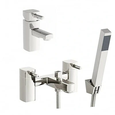 Image of ENKI BBT0011 Modern Bath Shower Mixer + Basin Tap Pack STELLA