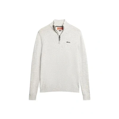 Image of Superdry Men&#039;s Essential EMB Knit Henley Sports Hoodie, Athletic Grey Marl, Small