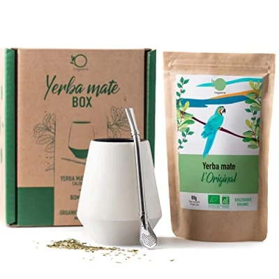 Image of ORIGEENS Yerba Mate set with gourd, Bombilla and Organic Tea Stylish Ceramic Cup Original gift