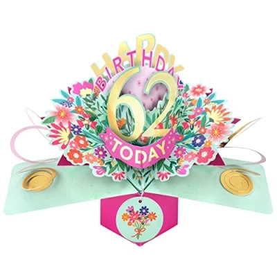 Image of Happy 62nd Birthday 62 Today Pop Up Greeting Card Love Kate&#039;s Cards Her POP215MC62