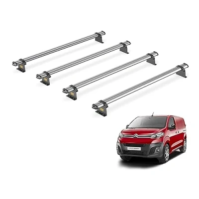 Image of Van Guard Trade Roof Rack for Citroen Dispatch (2016+) 4 Steel Bars [Only Suitable &#039;XL&#039; Wheelbase Models with Twin Rear Doors] UltiBar SB335