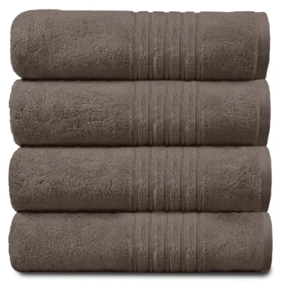 Image of GC GAVENO CAVAILIA Soft Hand Towels For Bathroom Egyptian Cotton Set Highly Water Absorbent Gym Towel 4 Pk Washcloths Walnut