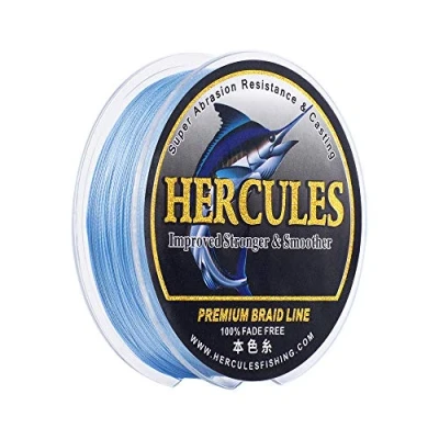 Image of HERCULES Braided Fishing Line, Not Fade, 547 Yards PE Lines, 4 Strands Multifilament Fish 40lb Test for Saltwater and Freshwater, Abrasion Resistant, Blue, 40lb, 500m