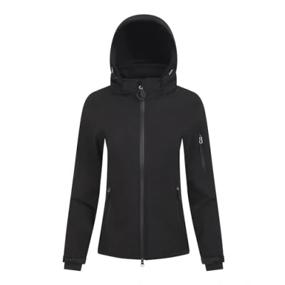 Image of LeMieux Celine Soft Shell Jacket Womens Water Resistant Breathable Detachable Hood Black UK12