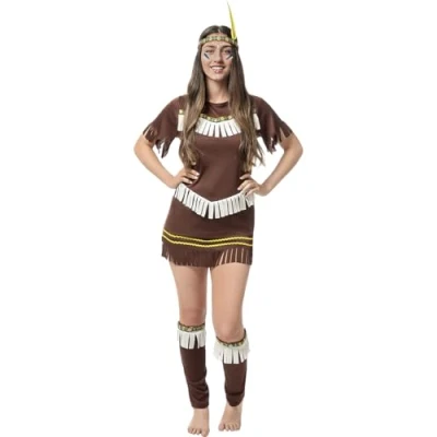 Image of Funidelia Indian Costume for woman Indian, Cowboys, Western adults accessory fancy dress &amp; props Halloween, carnival parties Size XXL Brown