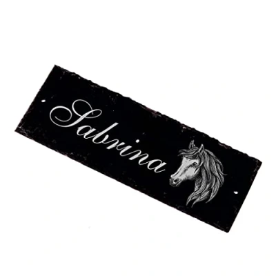 Image of Horse Andalusian Name Plate Slate Stable Board Door Sign 22 x 8 cm