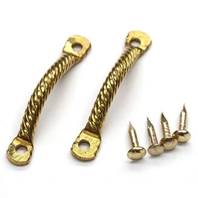 Image of MyTinyWorld A Pair Of Dolls House Miniature Ornate Brass Pull Handles And Nails