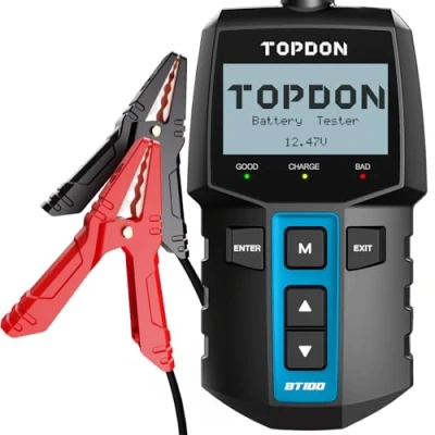 Image of TOPDON BT100 Battery Tester,12V 100 2000CCA Car Tester with Cranking Charging Tests, Ideal for DIYers &amp; Auto Repair Shops, 2&quot; Backlit Screen